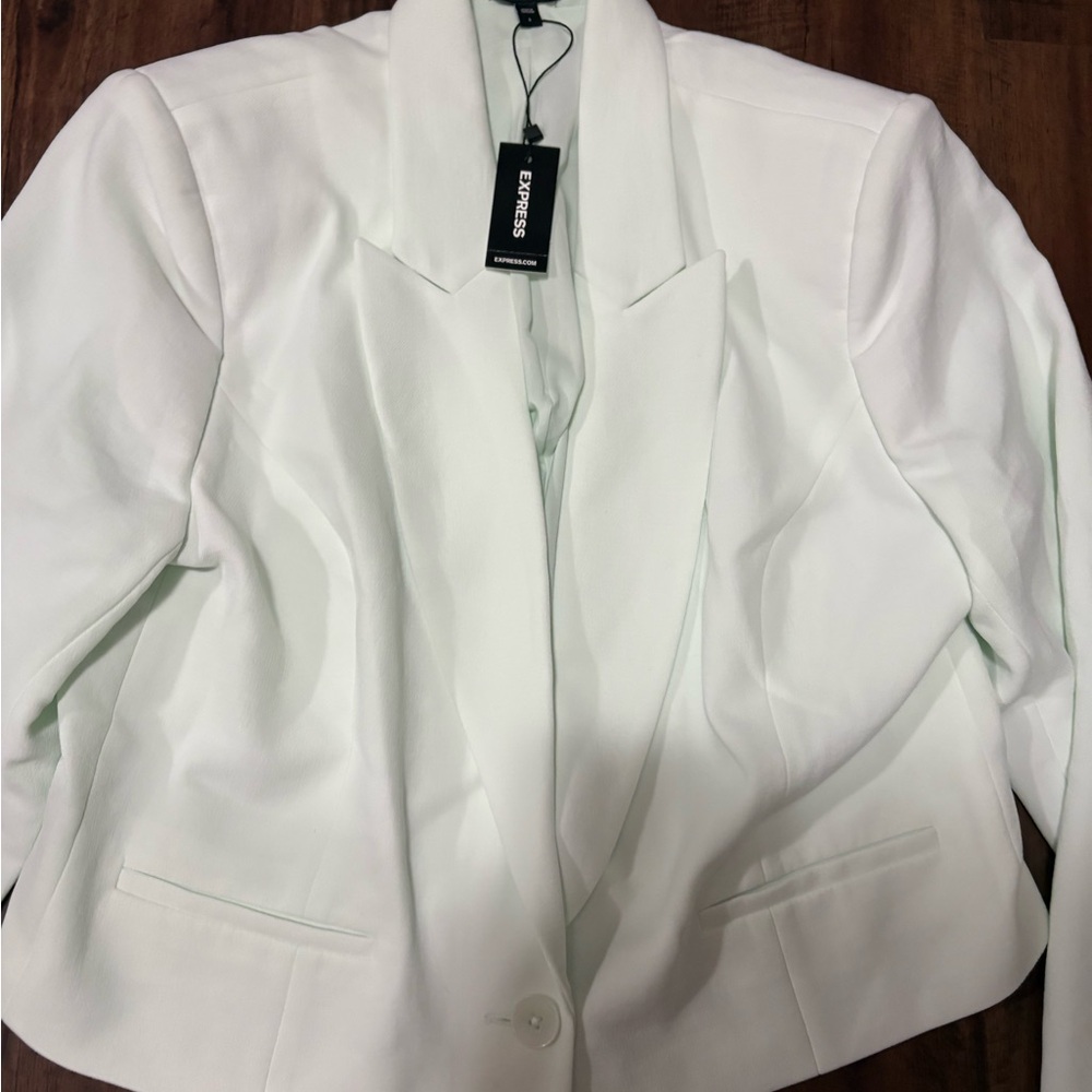 Elegant pale mint 2 pc Women's pant suit combo Jacket/pants from EXPRESS! BNWT!! - Picture 9 of 12